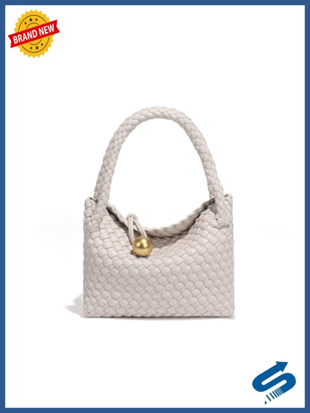 Woven Vegan Leather Mini Crossbody Bag Lightweight Handle Handbag